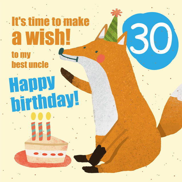 Happy 30th Birthday Uncle Fox Confetti-exploding Greetings Card