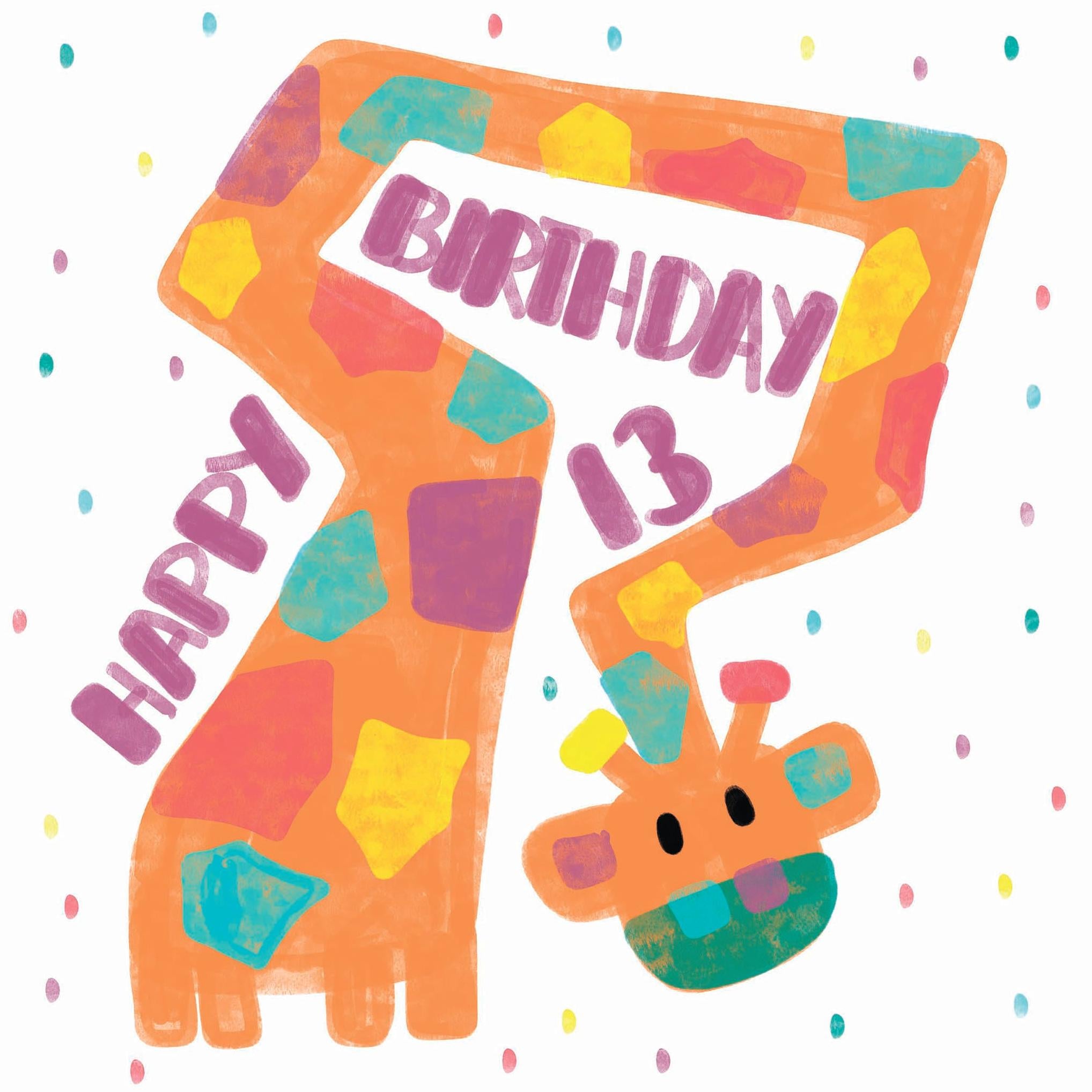 Happy 13th Birthday Giraffe Confetti-exploding Greetings Card – Boomf
