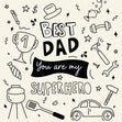 Dad You Are My Superhero Doodle Confetti-exploding Greetings Card