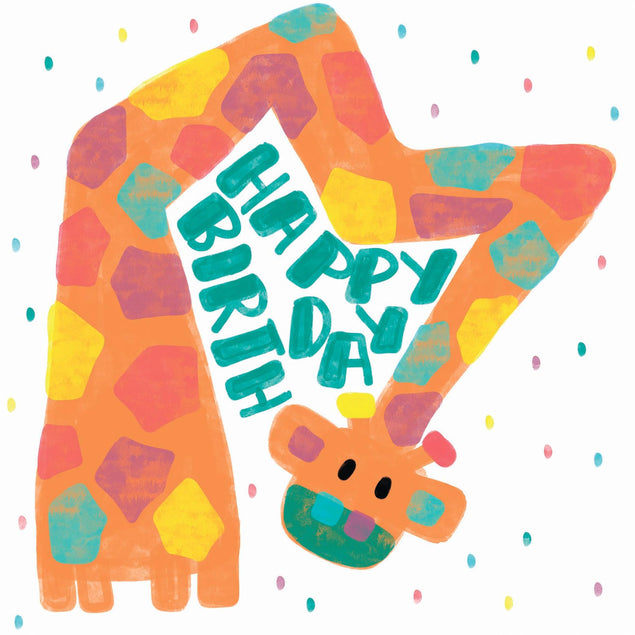 Happy Birthday Giraffe Confetti-exploding Greetings Card