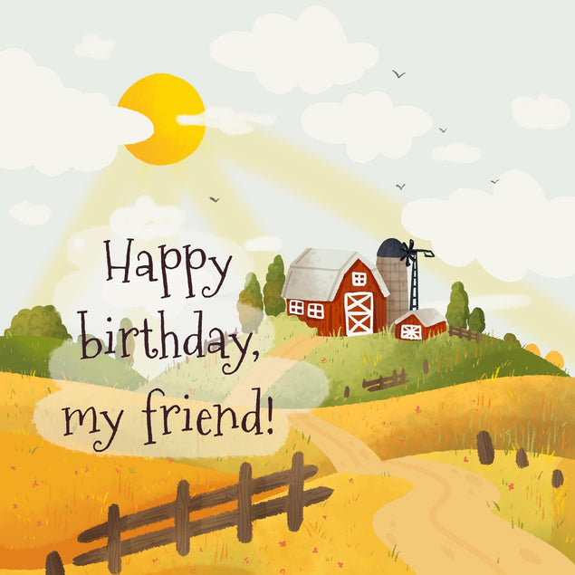 Cozy Farm Happy Birthday Confetti-exploding Greetings Card