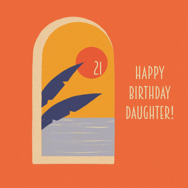Happy 21st Birthday Daughter Tropical View Confetti-exploding Greetings Card