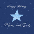 Happy Holidays Mum And Dad Blue Star Confetti-exploding Greetings Card