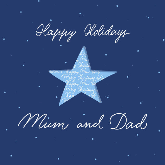 Happy Holidays Mum And Dad Blue Star Confetti-exploding Greetings Card