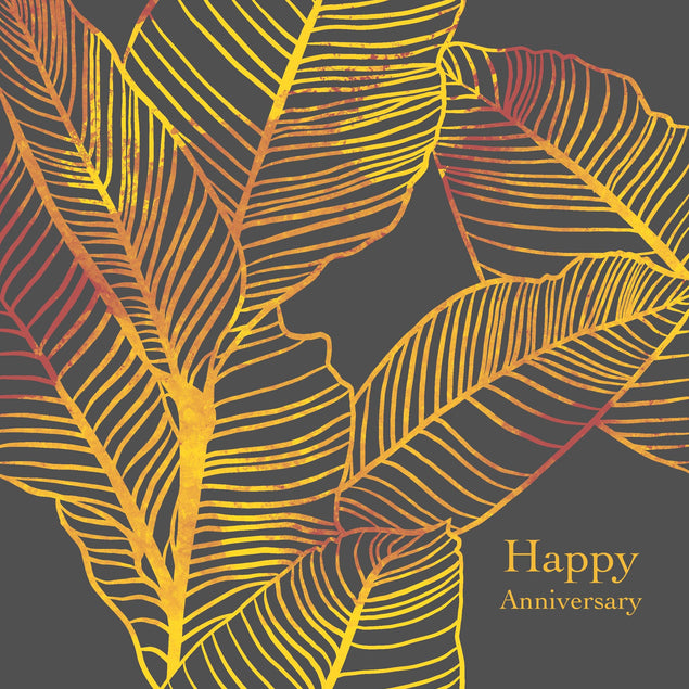 Happy Anniversary Golden Leaves Confetti-exploding Greetings Card