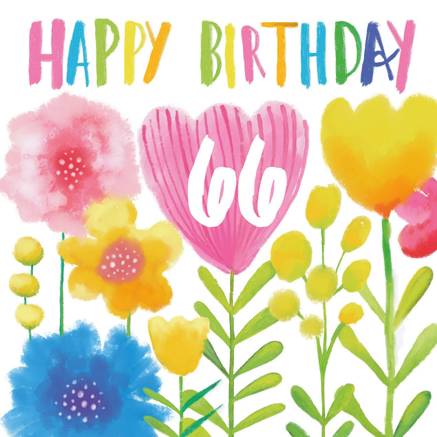 Delicate Flowers Happy 66th Birthday Confetti-exploding Greetings Card