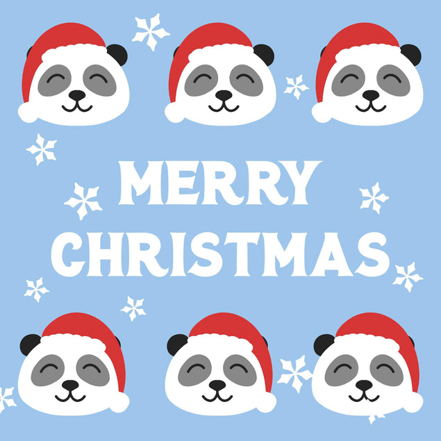 Blue Background Panda Merry Christmas Confetti-exploding Greetings Card