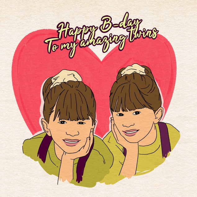 Happy Birthday Cute Twins Confetti-exploding Greetings Card