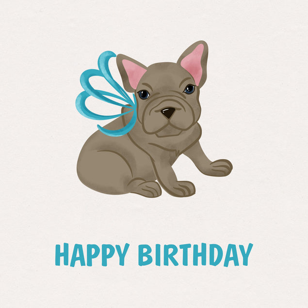 Brown Frenchie Happy Birthday Confetti-exploding Greetings Card
