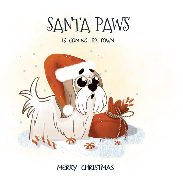 Santa Paws Is Coming To Town Cute Shih-Tzu Christmas Confetti-exploding Greetings Card