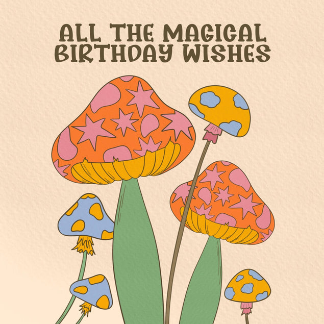 Mushroom And Magic Birthday Wishes Confetti-exploding Greetings Card