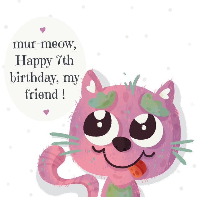 Cat Mur-Meow Happy 7th Birthday Confetti-exploding Greetings Card