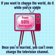 Happy 50th Anniversary Old TV Confetti-exploding Greetings Card