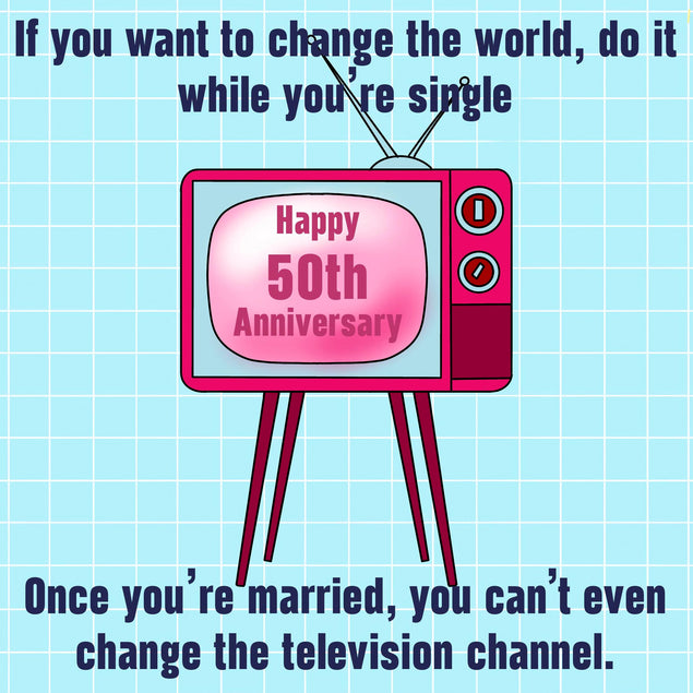 Happy 50th Anniversary Old TV Confetti-exploding Greetings Card