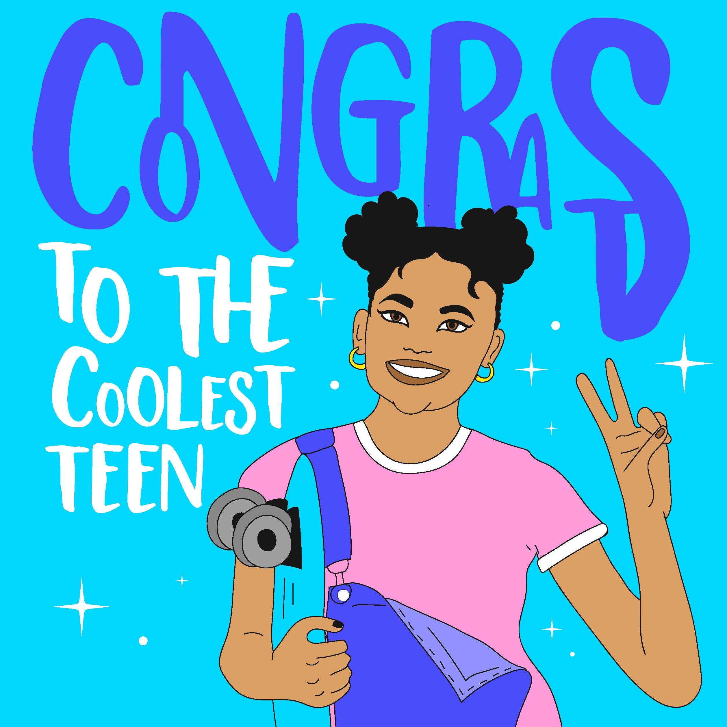 Blue Background Happy Birthday To The Coolest Teen Confetti-exploding ...