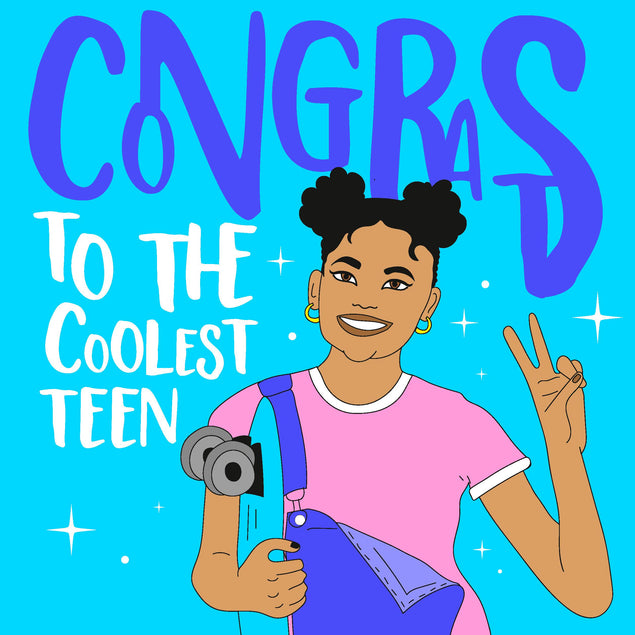 Blue Background Happy Birthday To The Coolest Teen Confetti-exploding Greetings Card