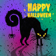 Spooky Black Cat Happy Halloween Confetti-exploding Greetings Card