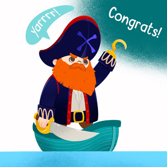 Congrats Redbeard The Pirate Confetti-exploding Greetings Card