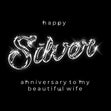 Happy Silver Anniversary Beautiful Wife Shiny Letters Confetti-exploding Greetings Card