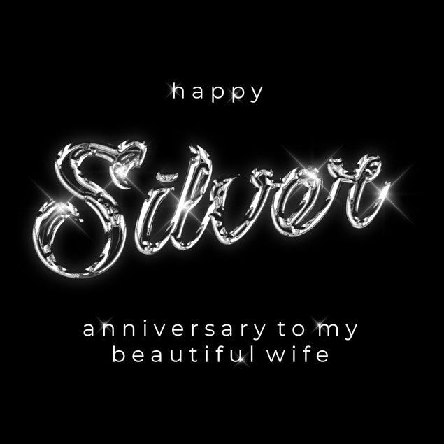 Happy Silver Anniversary Beautiful Wife Shiny Letters Confetti-exploding Greetings Card