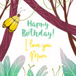Happy Birthday Mum Yellow Butterfly On A Tree Confetti-exploding Greetings Card