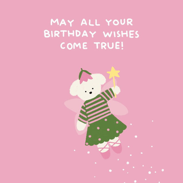 Cute Fairy Bear Birthday Confetti-exploding Greetings Card