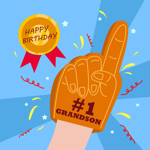 Happy Birthday Grandson You're Number One Confetti-exploding Greetings Card