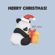 Merry Christmas Cute Panda With Gift Confetti-exploding Greetings Card
