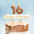 16th Happy Birthday Cake Confetti-exploding Greetings Card