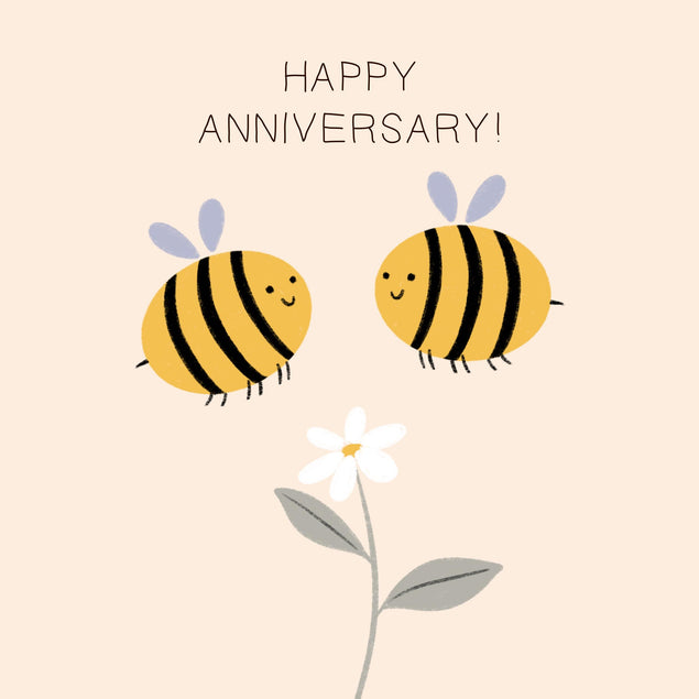 Happy Anniversary Cute Bees And Flower Confetti-exploding Greetings Card