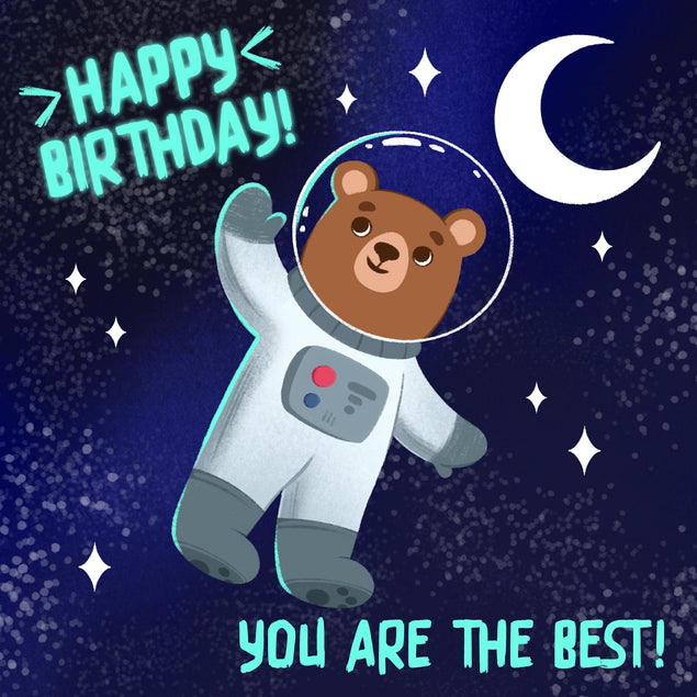 Space Bear Happy Birthday You're The Best Confetti-exploding Greetings Card