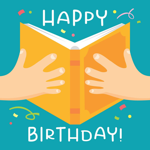 Yellow Book Happy Birthday Confetti-exploding Greetings Card