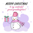 Merry Christmas Great Granddaughter Snowman And A Gift Confetti-exploding Greetings Card