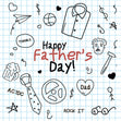 Happy Father's Day Doodle Black Confetti-exploding Greetings Card