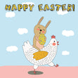 Happy Bunny And Chicken Easter Confetti-exploding Greetings Card