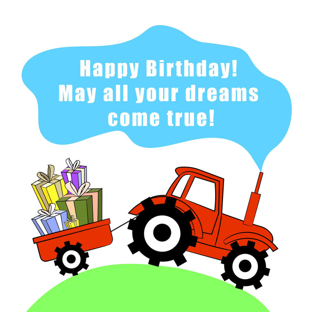 Tractor With Gifts Happy Birthday Confetti-exploding Greetings Card