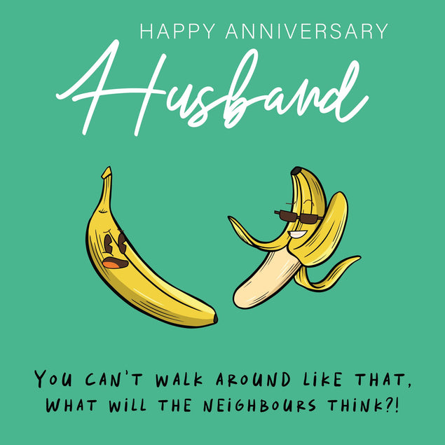 Flashing Banana Husband Anniversary Confetti-exploding Greetings Card