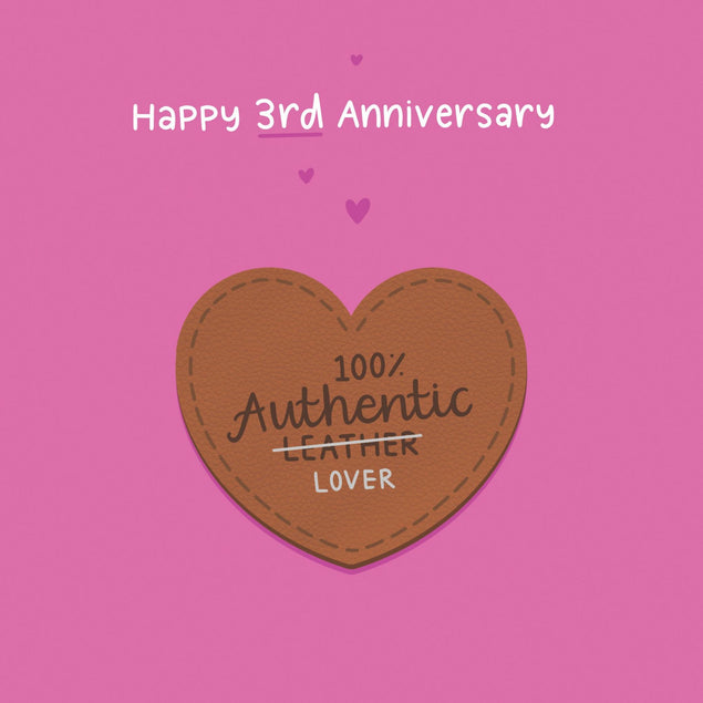 100% Authentic Lover 3rd Anniversary Confetti-exploding Greetings Card