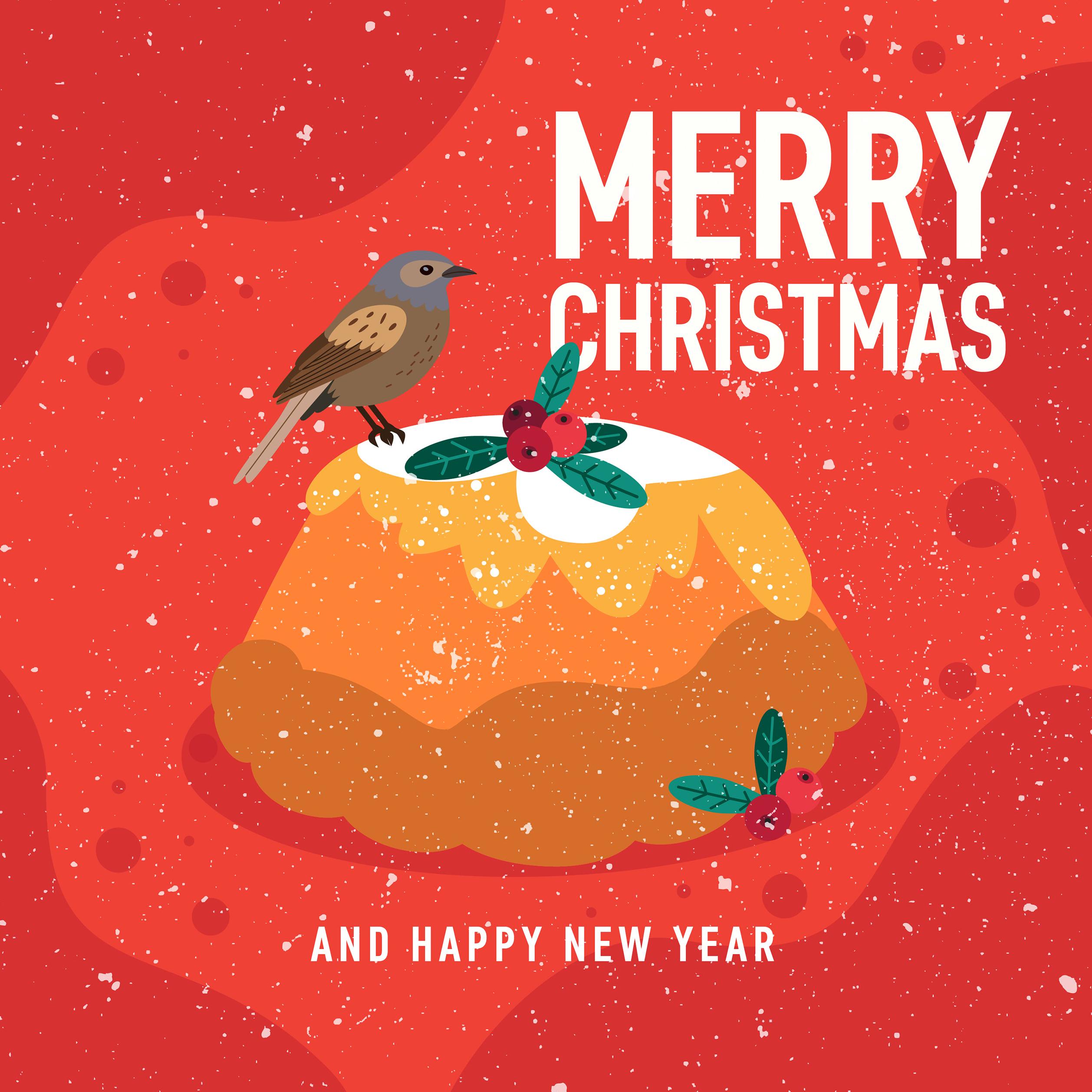 Pudding Exploding Merry Christmas And Happy New Year Pudding Confetti-exploding Greeting ...