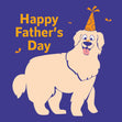 Happy Father's Day Golden Retriever Purple Confetti-exploding Greetings Card