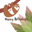 Happy Birthday Brown Sloth On A Tree Confetti-exploding Greetings Card