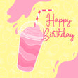 Strawberry Milkshake Happy Birthday Confetti-exploding Greetings Card