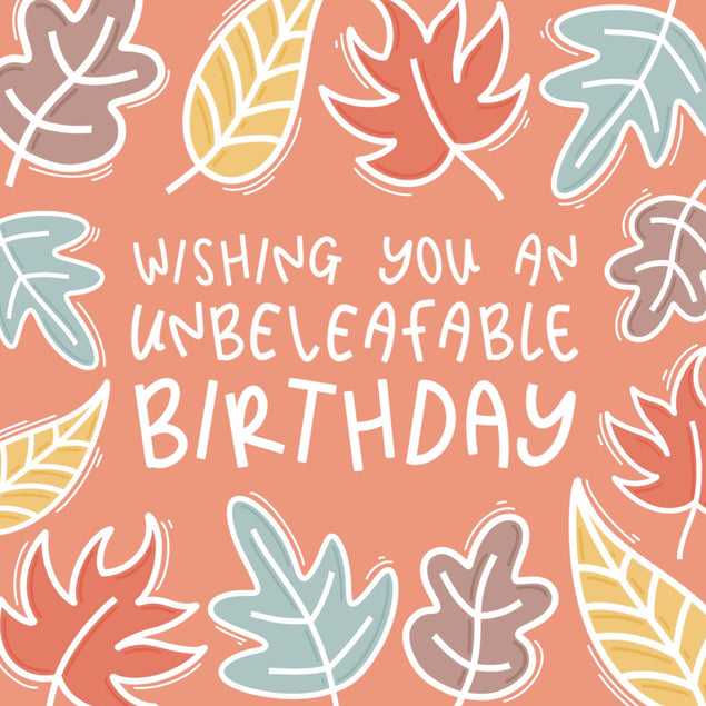 Happy Birthday Autumnal Leaf Pun Confetti-exploding Greetings Card