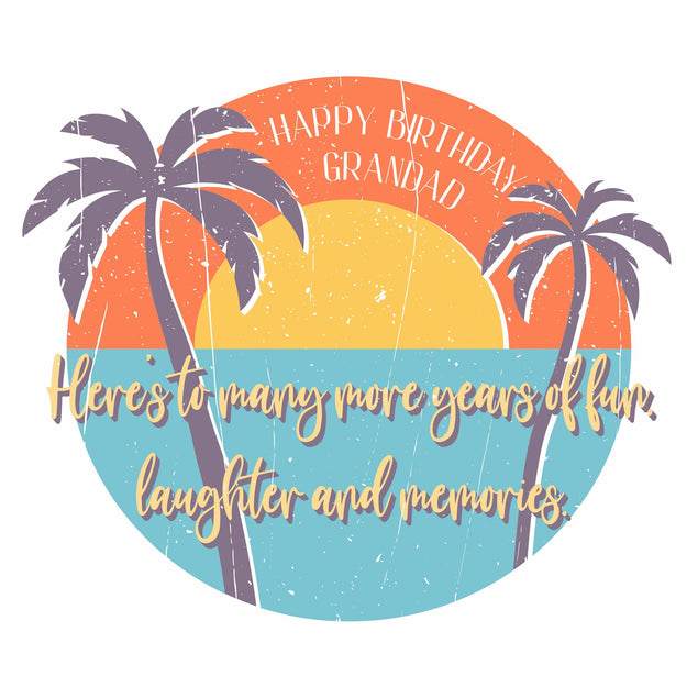 Happy Birthday Grandad Sunset And Palm Trees Confetti-exploding Greetings Card