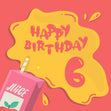 Open Juice Happy 6th Birthday Confetti-exploding Greetings Card