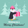 Merry Christmas Great Granddaughter Cute Penguin With A Gift Confetti-exploding Greetings Card