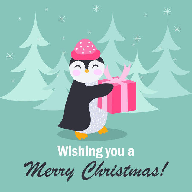 Merry Christmas Great Granddaughter Cute Penguin With A Gift Confetti-exploding Greetings Card