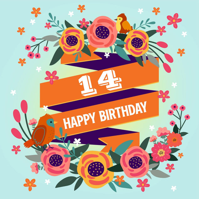 Happy Birthday Birds 14 Confetti-exploding Greetings Card