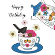 Vintage Cup Of Tea Birthday Confetti-exploding Greetings Card