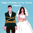 Blue Background Happy Birthday My Future Husband Joke Confetti-exploding Greetings Card